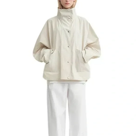 Toteme Oversized Cream High-Neck Bomber Jacket - Picture 1 of 8